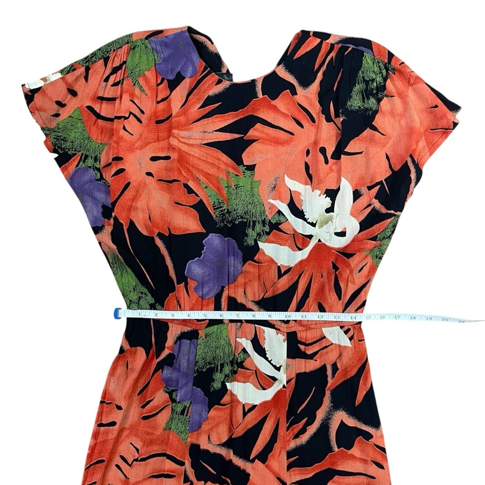 Woman’s Retro Vibrant Tropical Maxi Stretch Drop Waist Dress - Picture 6 of 8